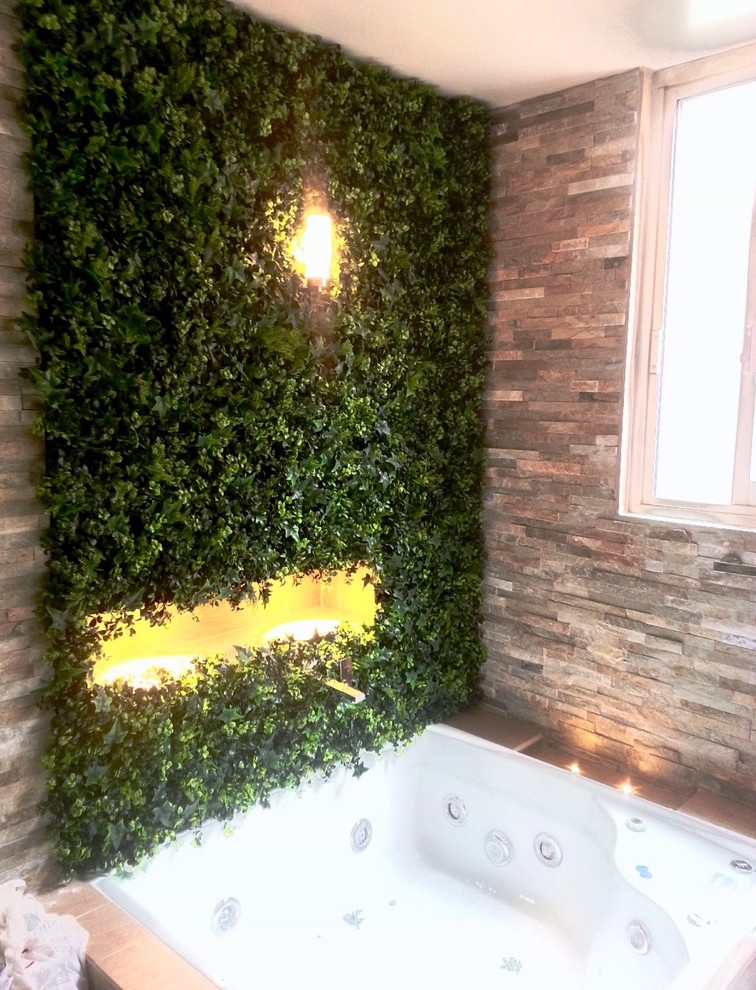 Modern Interior Design with GreenSmart Decor Artificial Hedge Panels