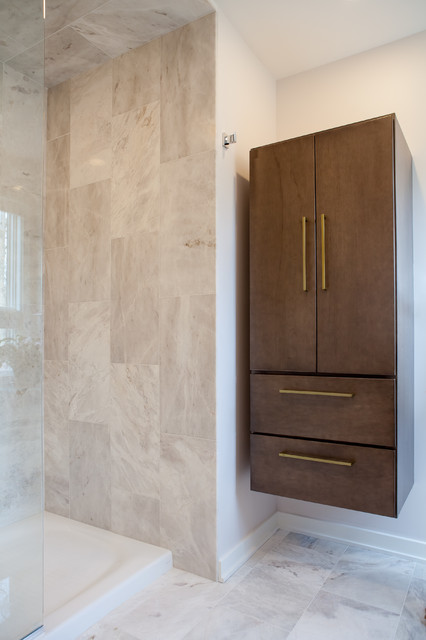 Modern Master Bath With Floating Wardrobe - Retro - Bathroom - Chicago - by  Eclectic Design Source | Houzz