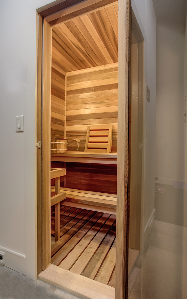Cette image montre un petit sauna design.