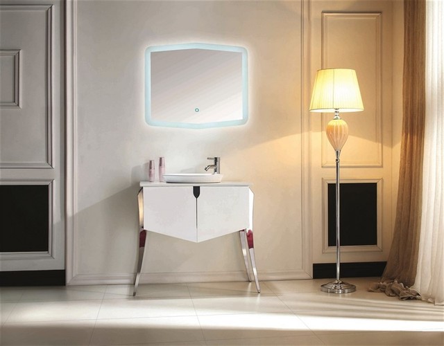 Modern Single Sink Bathroom Vanity High Gloss White Finish Classique