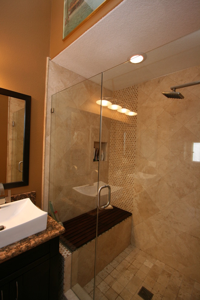 Modern Warm Master Bath with Double Vanity in Huntington ...