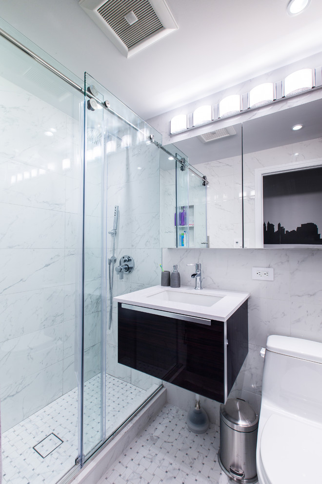 Modern White Master Bathroom Modern Bathroom New York by