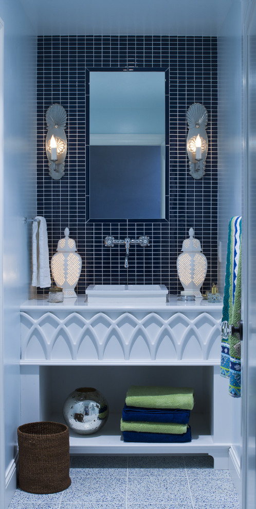 Bathroom - eclectic bathroom idea in Minneapolis with a vessel sink