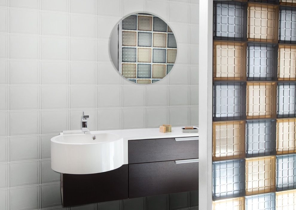 Mosaic Glass Tile Block Bathroom Partition Wall Bathroom Cleveland