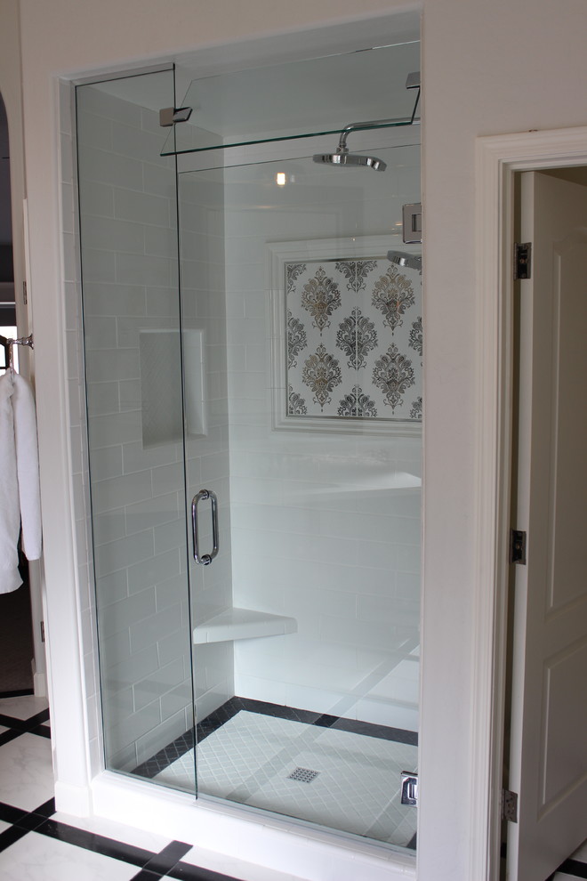 Example of a transitional alcove shower design in Phoenix
