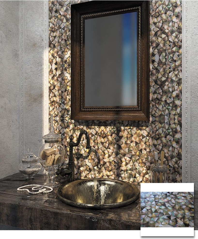 Mother of Pearl Tiles Bathroom DC Metro by Stone Solution