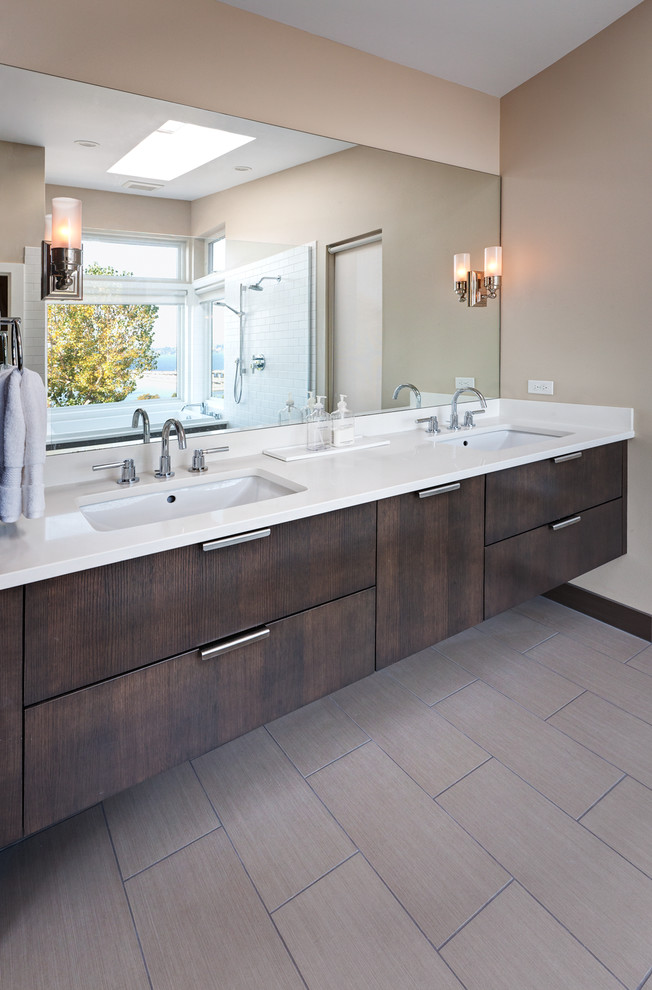 Example of a transitional bathroom design in Seattle with an undermount sink