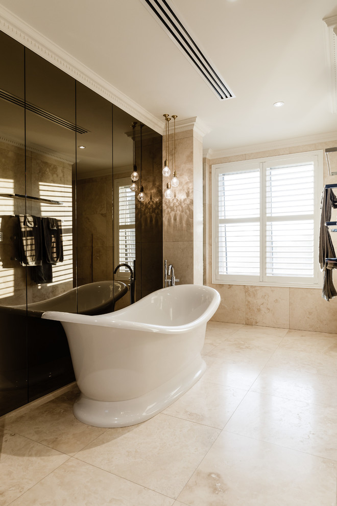 Photo of a traditional bathroom in Perth with a freestanding bath.