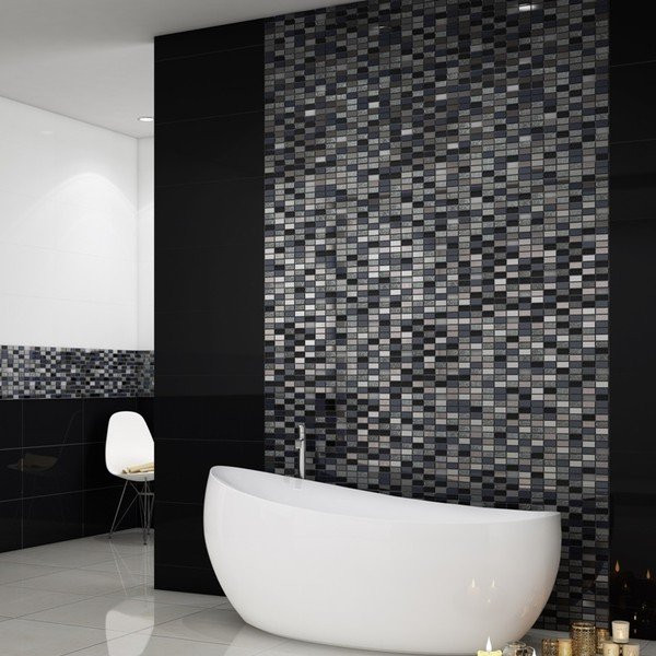 Myka Silver and Black Mosaic Tiles Direct Tile Warehouse Salle de