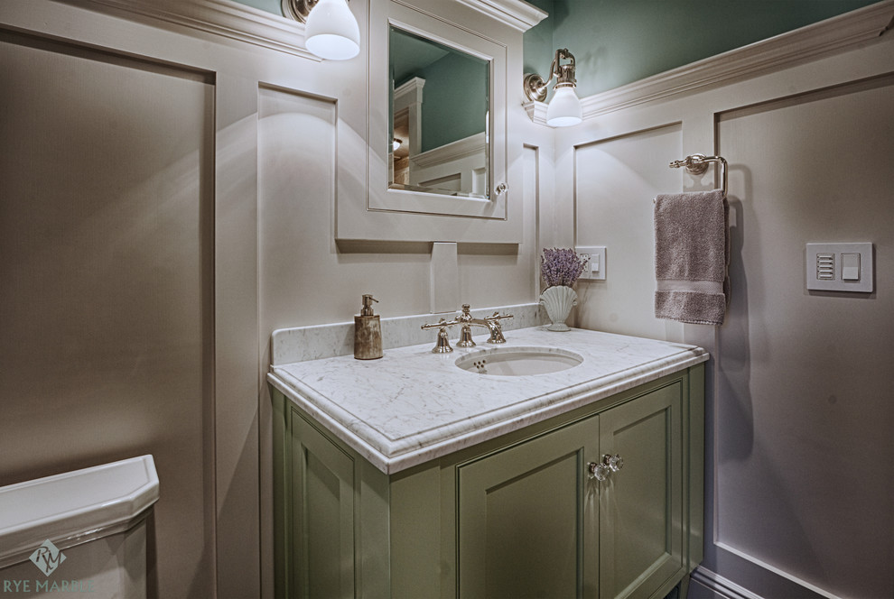 Nacarado Quartzite Kitchen and Stunning Slab Carrara Shower