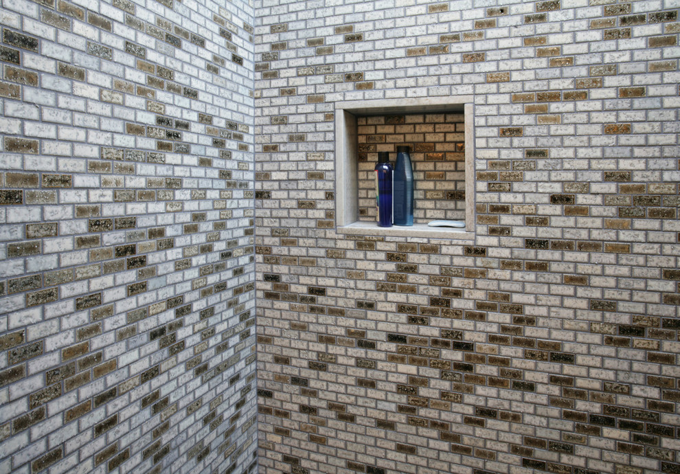 Nara Ash Ceramic Mosaic Transitional Bathroom Los Angeles by SOLI Architectural Surfaces