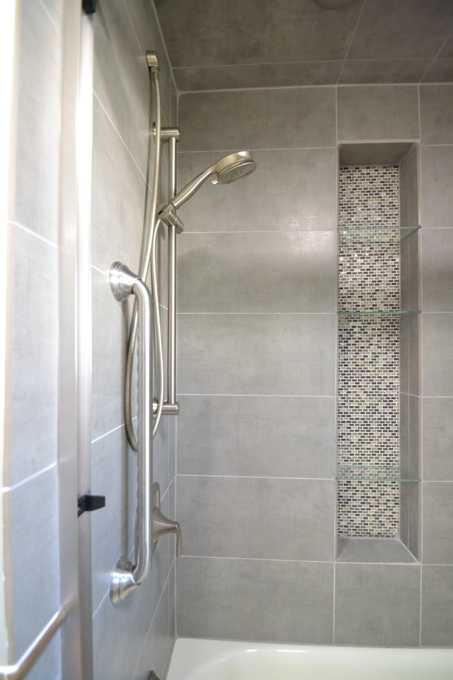 Narrow Bathroom Renovation Transitional Bathroom New York by