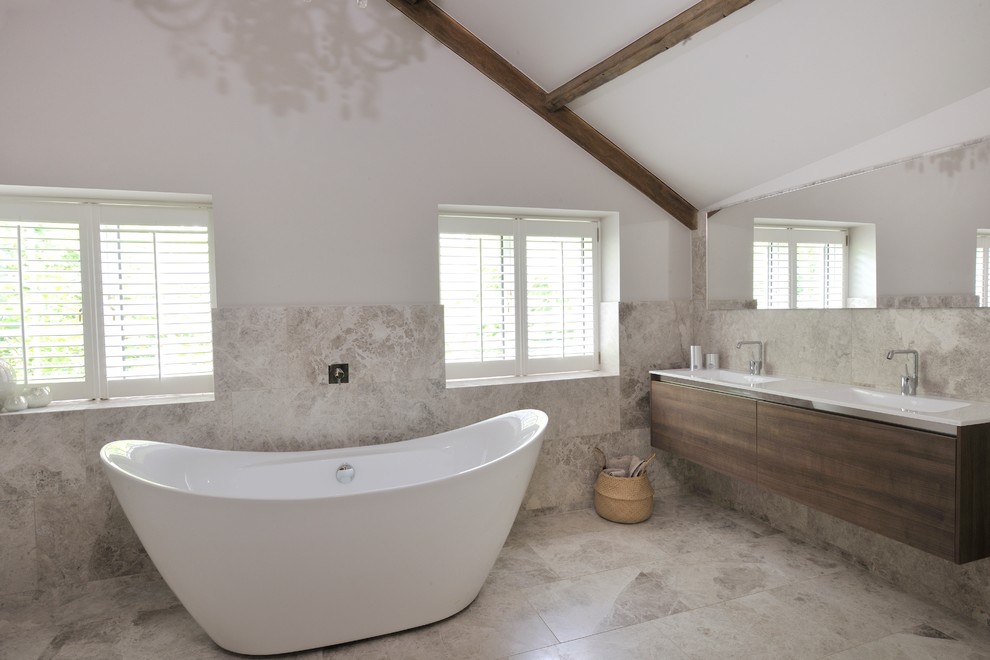 Inspiration for a large modern bathroom in Cardiff.