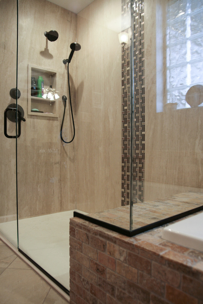 Natural Stone and Earth Tones Master Bath Transitional Bathroom