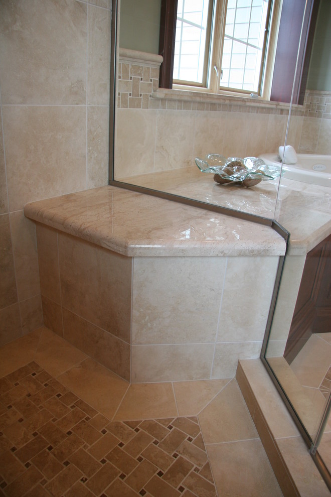 Natural Stone Master Bath in Crystal Lake Traditional Bathroom