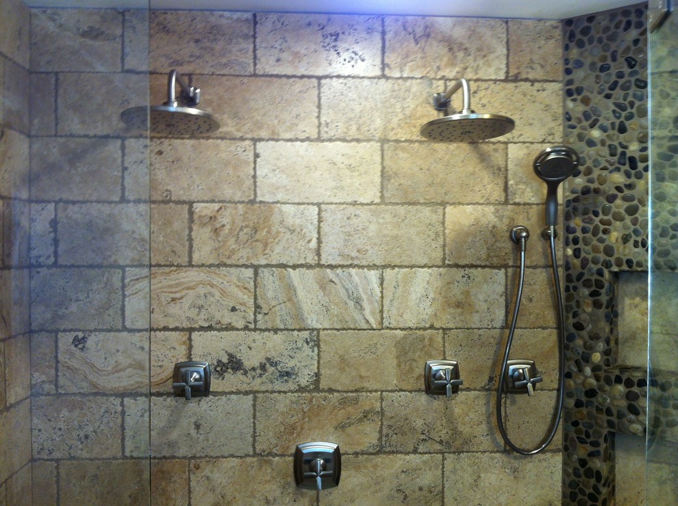Natural Stone Master Rustic Bathroom Other by Bella Lan