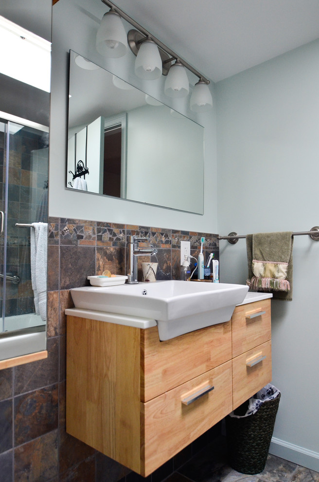 Natural Wood Wall Mount Vanity Rustic Bathroom Philadelphia by