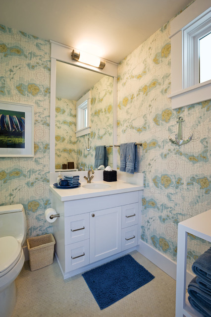Nautical Bathroom with Themed Wallpaper - Coastal - Bathroom - Seattle - by  Monarch Custom Homes | Houzz IE