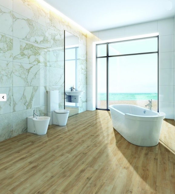 NC Lakefront Bathroom Luxury Vinyl Tile Neutral Blend 19003 Color