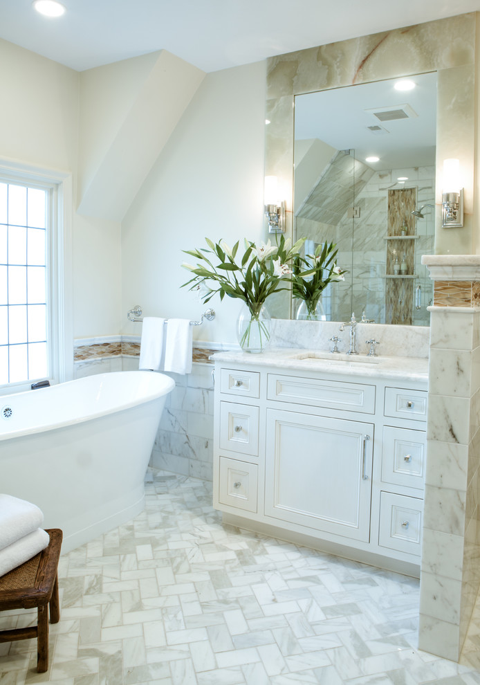Neutral White and Marble Bathroom Renovation St. Louis, MO ...