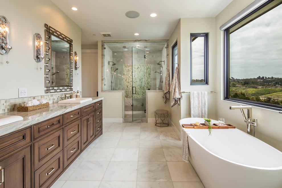 Large contemporary bathroom in San Diego.