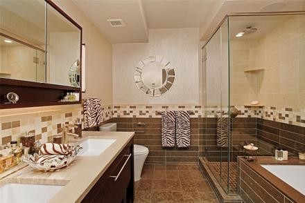 This is an example of a large world-inspired bathroom in New York.