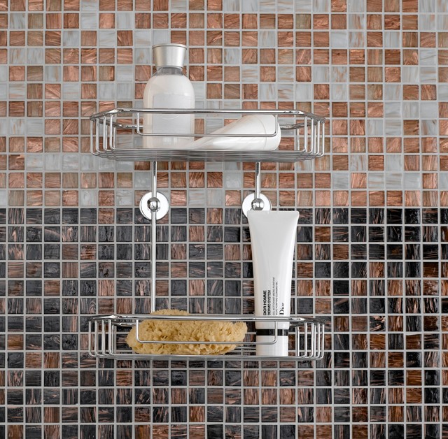 no drilling required Shower Caddys Contemporary Bathroom New York