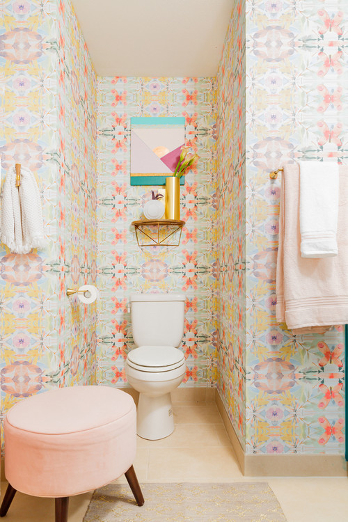 Small Contemporary Splash: Colorful Girls Bathroom Ideas