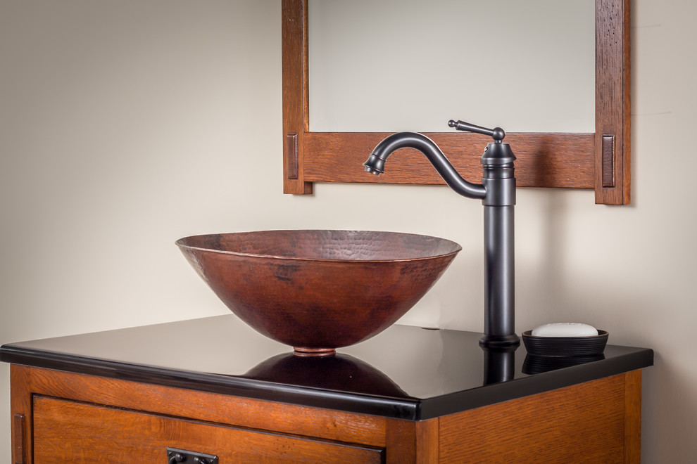Elegant bathroom photo in Phoenix with a vessel sink