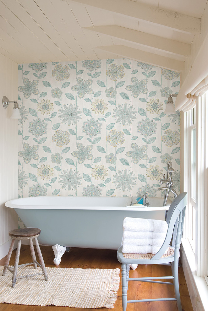 NuWallpaper Farmhouse Bathroom Boston by Brewster Home Fashions