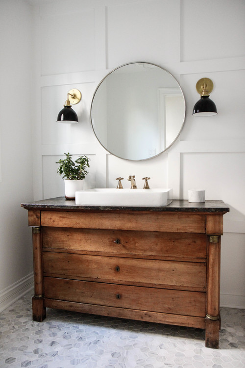 Bathroom vanity cabinets with polyurethane (PU) finish offering moisture and chemical resistance