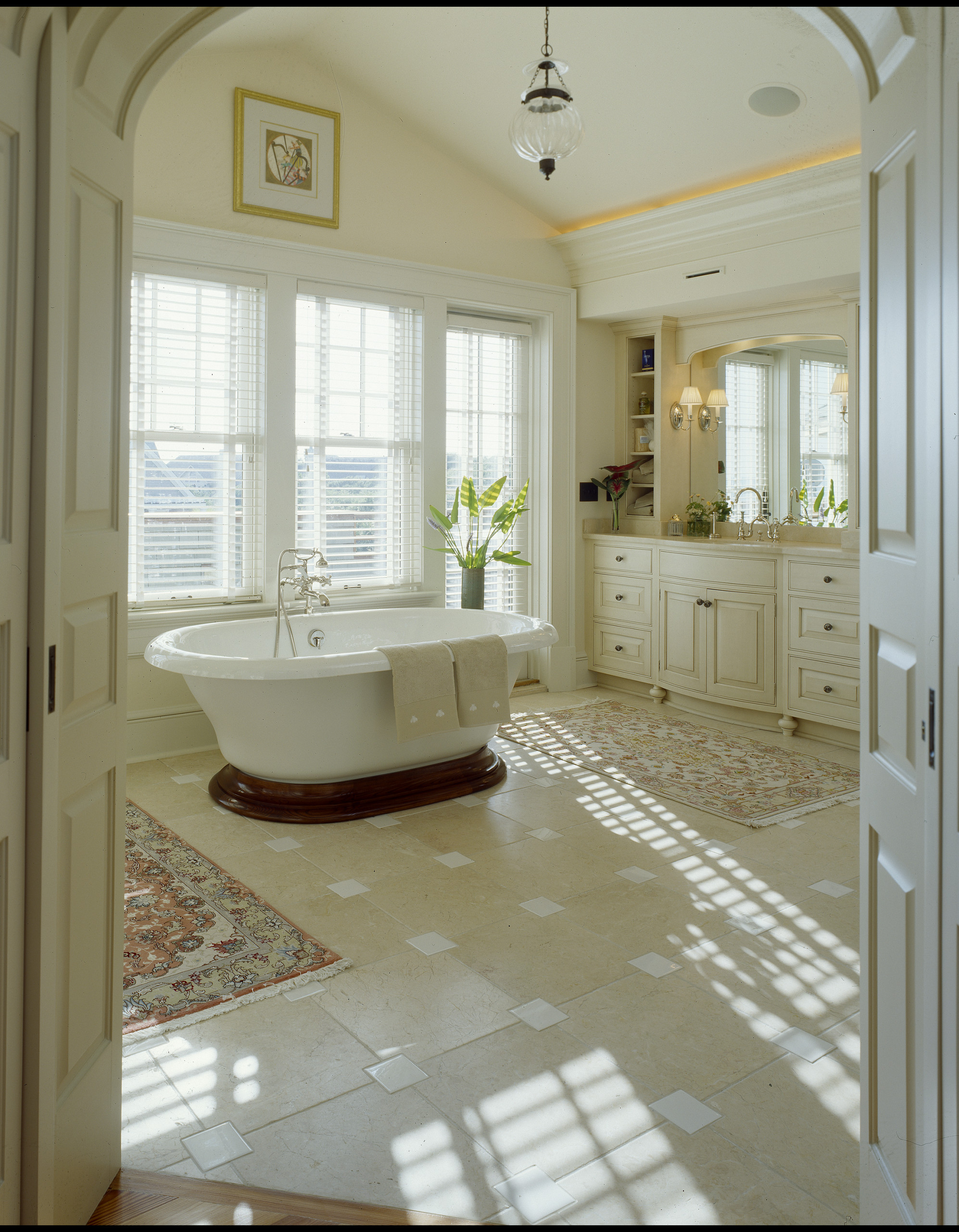 Built-in bathroom storage shelf above jacuzzi bathtub - Traditional -  Bathroom - Detroit - by ASA Cabinets Corp