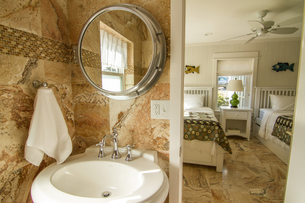 Example of a beach style bathroom design in Other