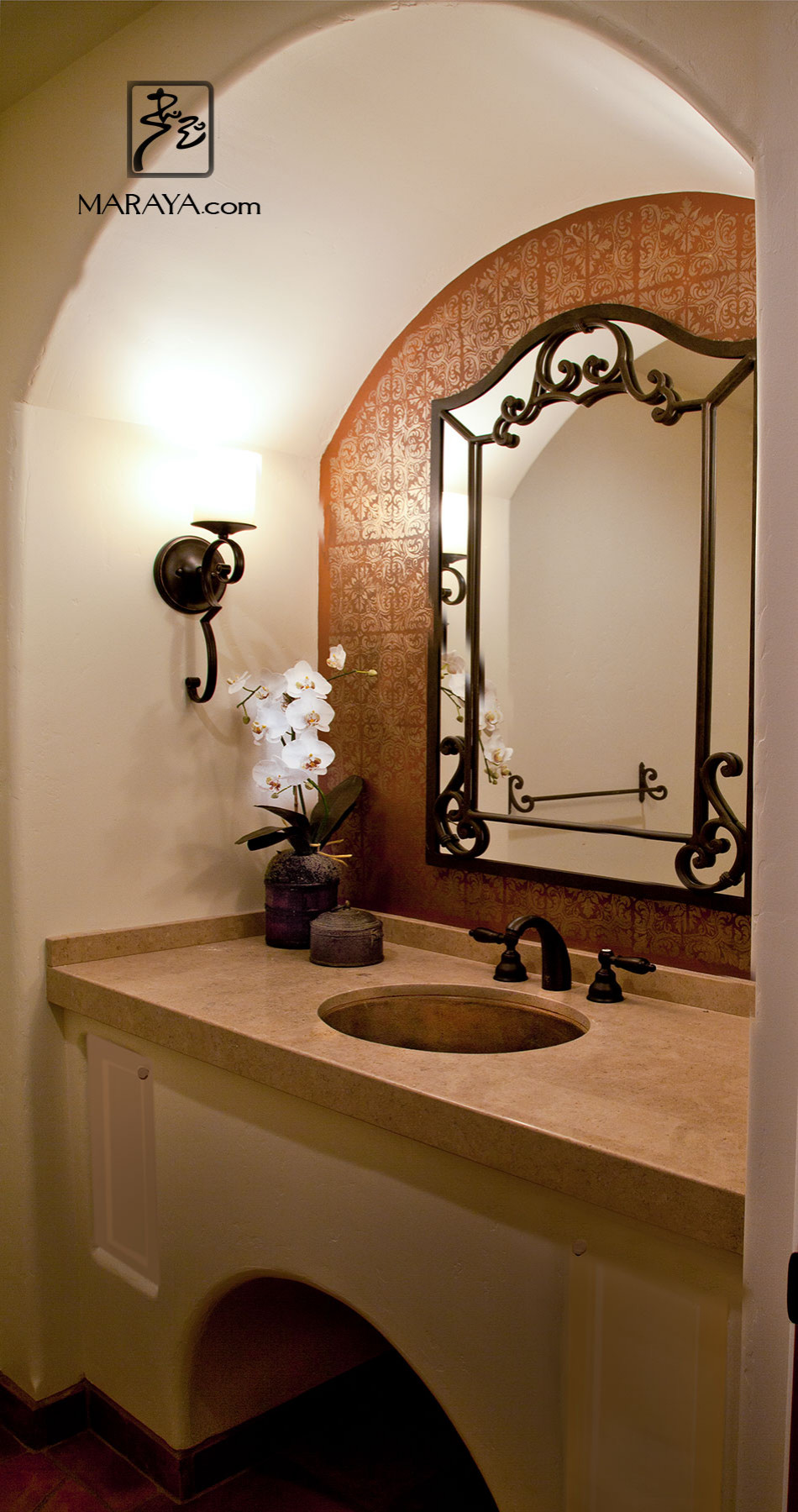 Old Spanish Plaster Vanity Mediterranean Bathroom Los Angeles By Maraya Interior Design Houzz