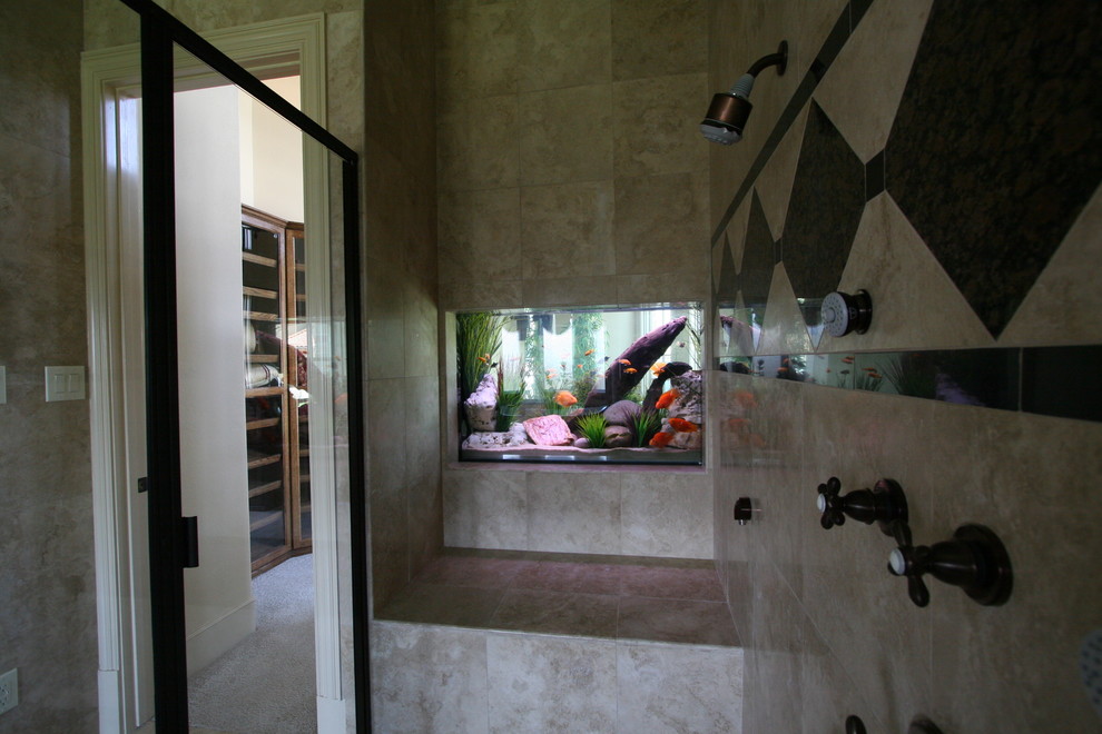 Image showcasing One of a kind Bath/Closet Room Divider Aquarium - Modern - Bathroom ...