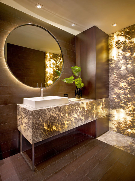 Onyx Black Cloud Backlit Contemporary Bathroom Miami By Marble Of The World Houzz