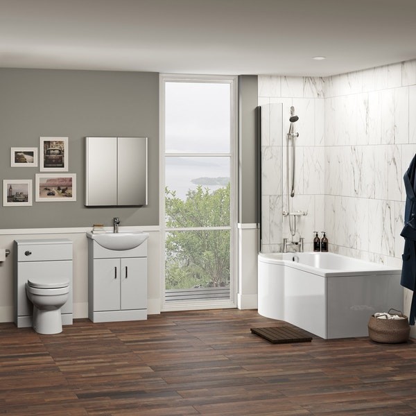 Orchard Eden complete left handed shower bath suite with taps, shower and wastes Modern