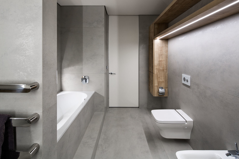 Inspiration for a modern bathroom remodel in Wellington