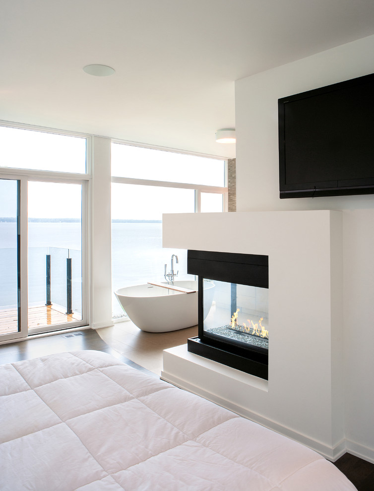 Design ideas for a contemporary bathroom in Ottawa with a freestanding bath.