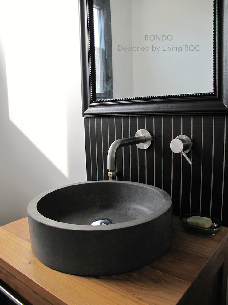 Design ideas for a medium sized contemporary ensuite bathroom in Other with a vessel sink.