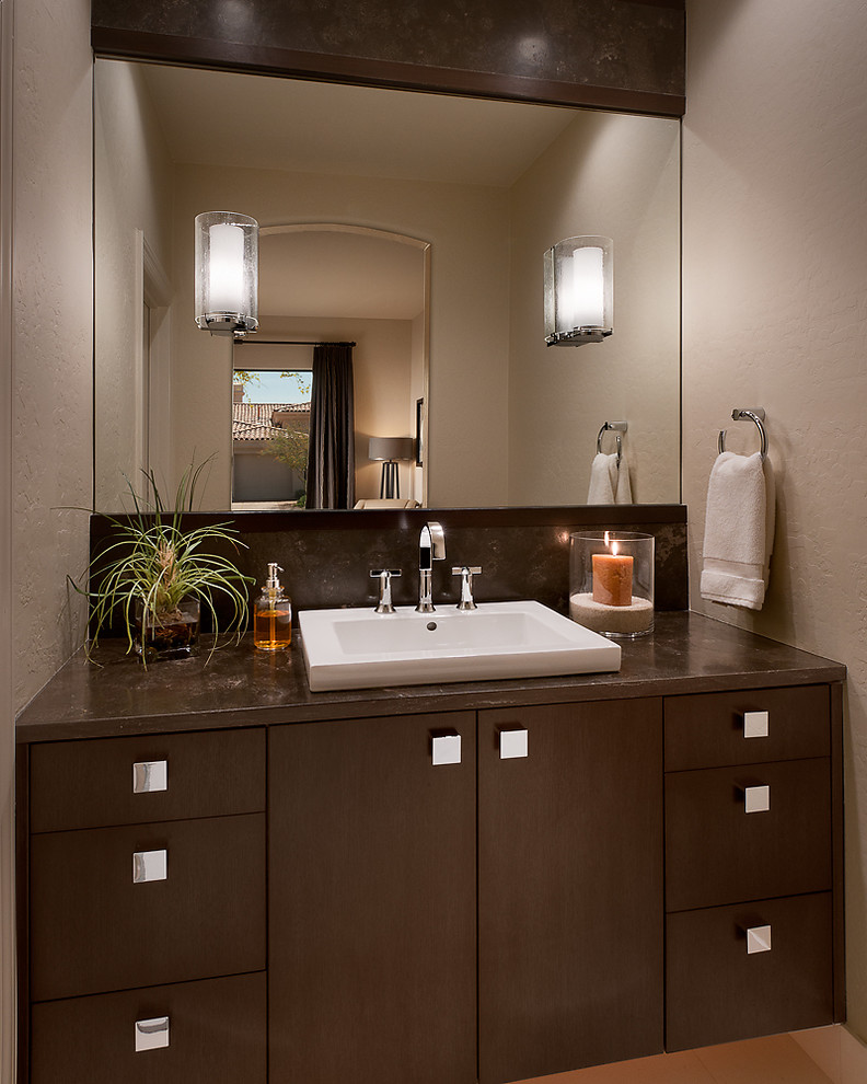 Inspiration for a contemporary bathroom remodel in Phoenix with a drop-in sink