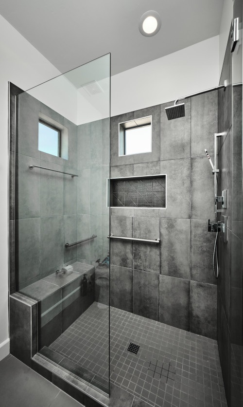 grey shower tile