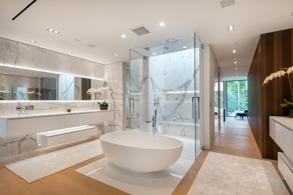 Inspiration for a huge contemporary master bathroom remodel in Los Angeles
