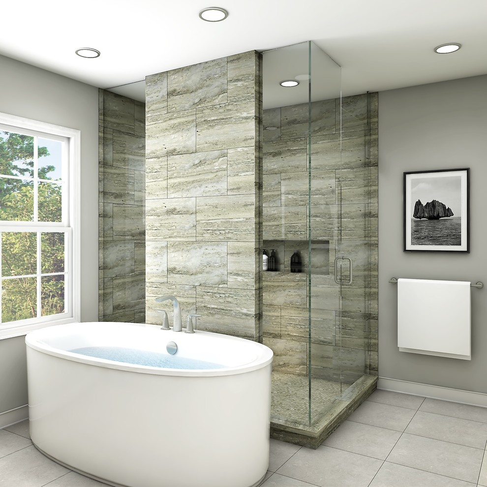 Partial Privacy Shower Transitional Bathroom Milwaukee by