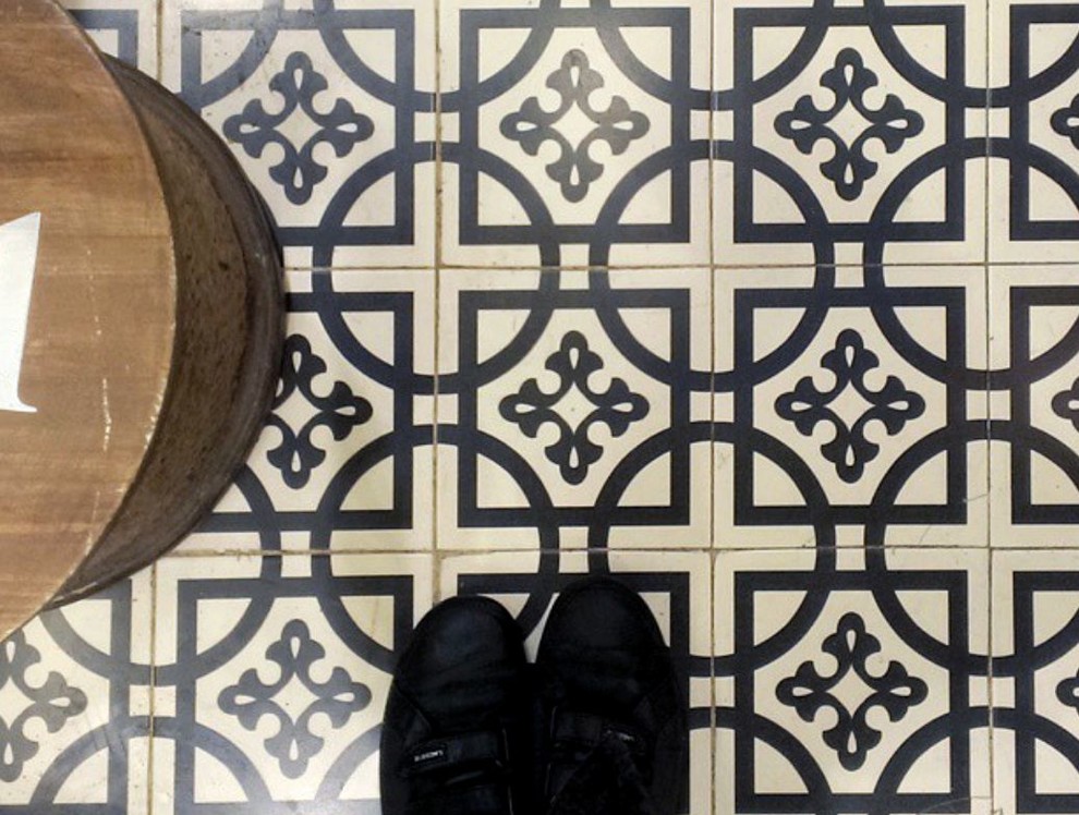 Patterned Art Deco Tile Look Sydney Midcentury Bathroom Sydney