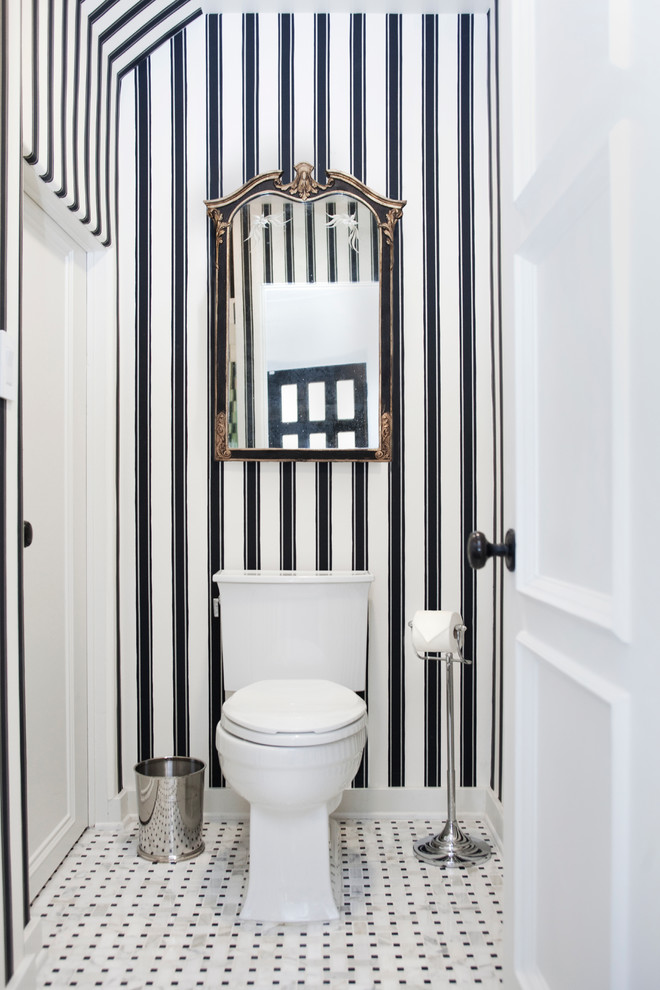 Inspiration for a transitional bathroom remodel in Los Angeles with a two-piece toilet