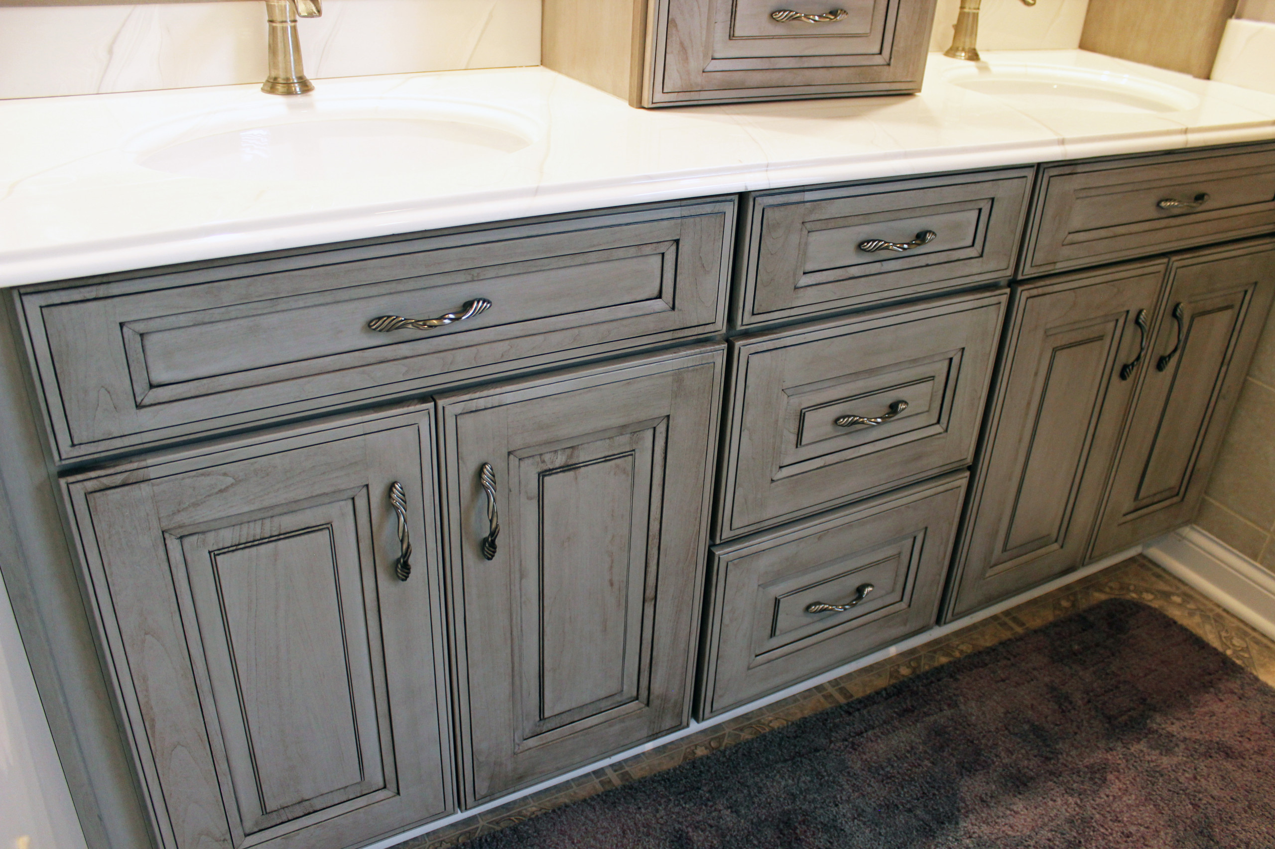 Peppercorn Cherry Vanity With Alabaster Ice Gray Cultured Marble Countertops Transitional Bathroom Cleveland By Cabinet S Top Houzz