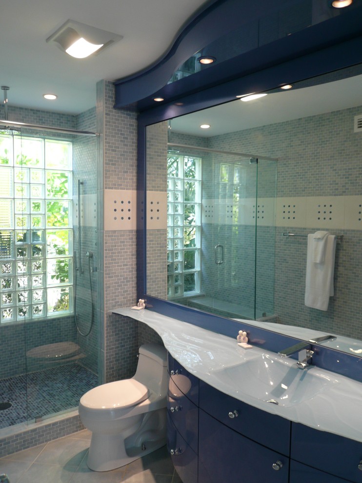 Bathroom - contemporary mosaic tile bathroom idea in Chicago