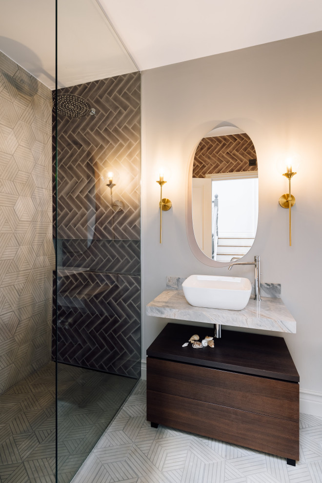Example of a trendy 3/4 bathroom design in London