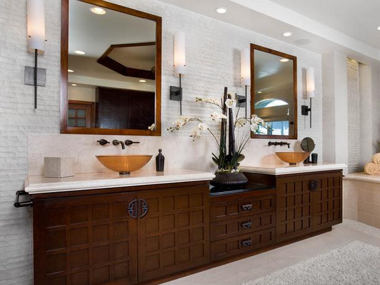 Inspiration for an asian bathroom remodel in San Diego